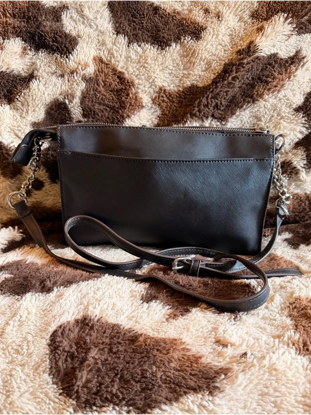 Liz Claiborne Black Floral-Appliqué Shoulder Bag